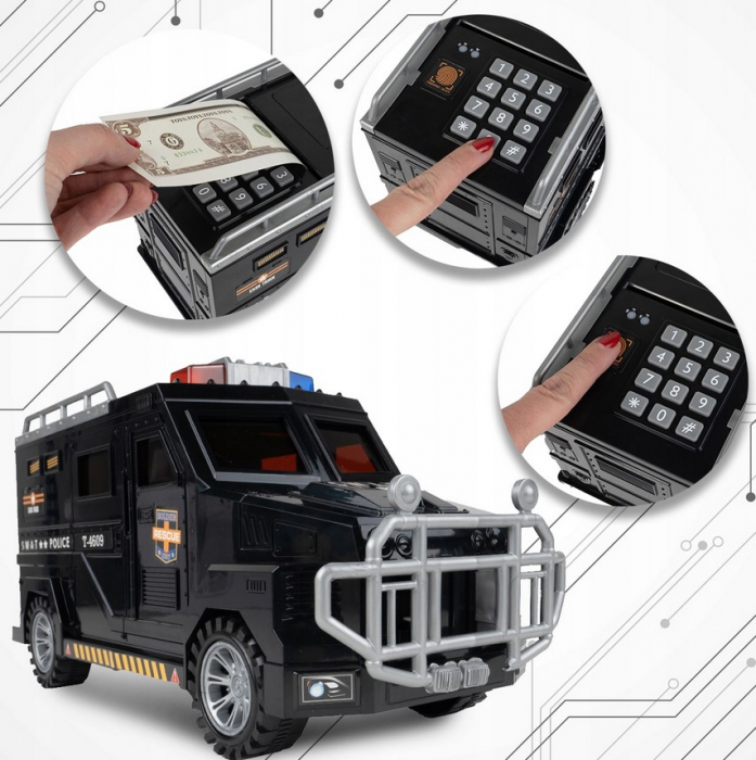 Pușculiță Mașină Poliție SWAT – Safe Car cu Cod PIN [4]