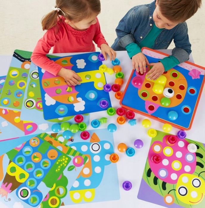 Puzzle cu butoane colorate – Mozaic Giraffe (Ciupercuțe) – 12 planșe [5]