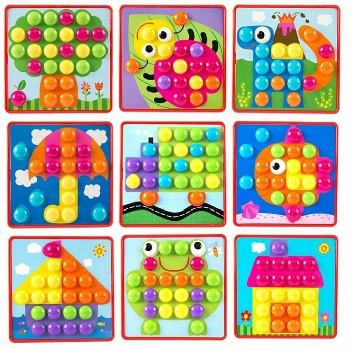 Puzzle cu butoane colorate – Mozaic Giraffe (Ciupercuțe) – 12 planșe [9]
