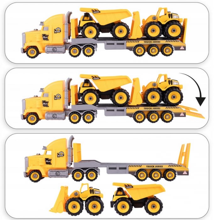 Set Camion Platformă cu Vehicule de Construcții – Vehicule Demontabile [7]