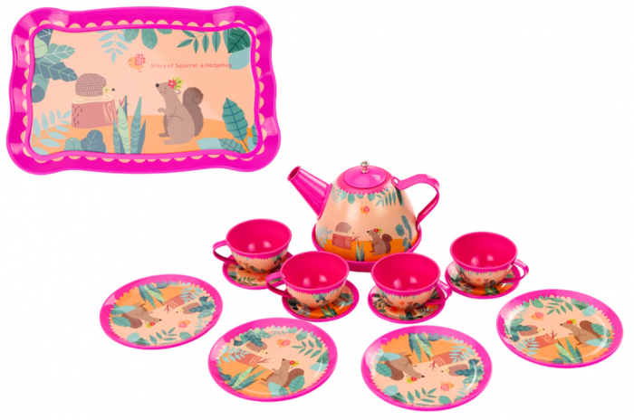 Set Ceai și Cafea pentru Copii – 15 Piese, Roz, cu Ceainic și Tăviță [2]