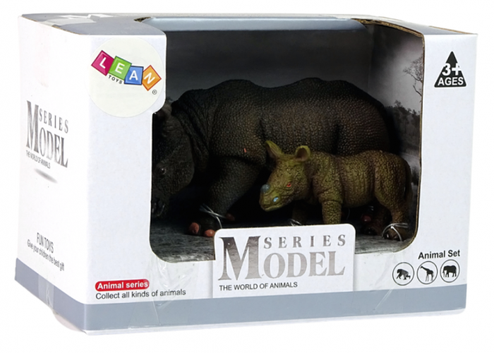 Set de 2 Figurine Rinocer cu Pui – Animale Sălbatice [3]