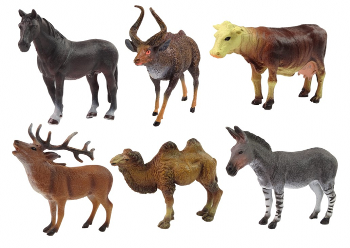Set de Animale Domestice și Sălbatice – Căprioară, Vacă, Măgar, Cal, Cămilă, Kudu Mare [2]