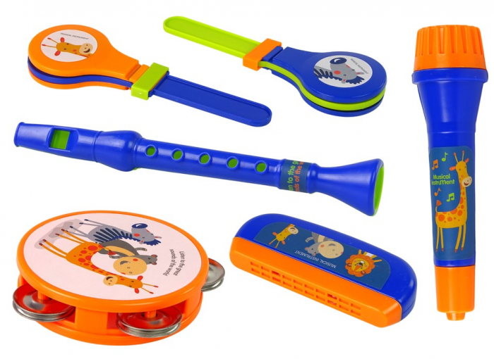 Set de Instrumente Muzicale – Tobă, Tamburină, Flaute, Muzicuță – cu Design Animal [2]