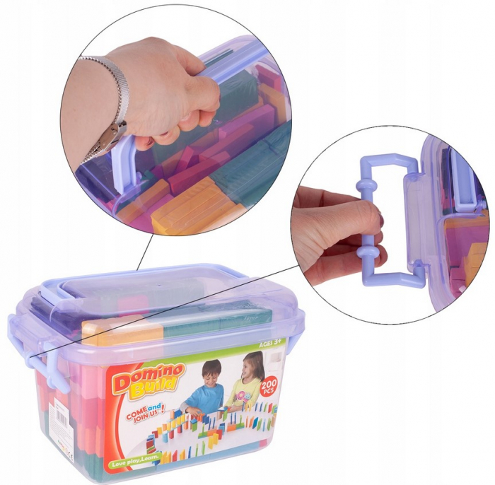 Set de joc educațional – KLOCKI DOMINO colorate din lemn, 200 piese [3]