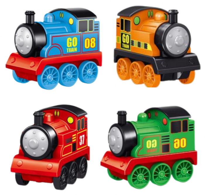 Set de locomotive cu trenuri de rulare colorate, 4 piese [2]