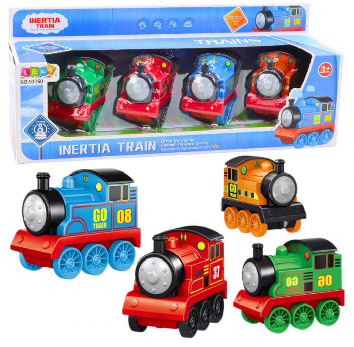 Set de locomotive cu trenuri de rulare colorate, 4 piese [1]