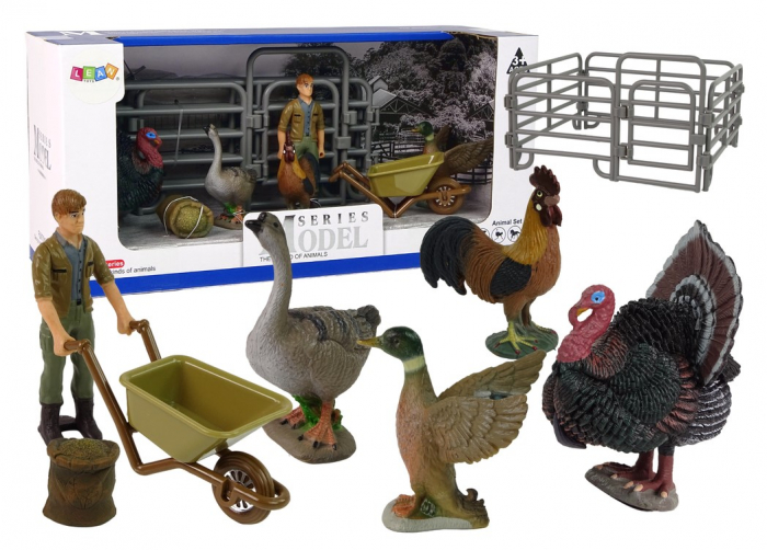 Set Mare cu Figurine Animale de Fermă – 11 Piese cu Fermier, Roabă și Curte [2]