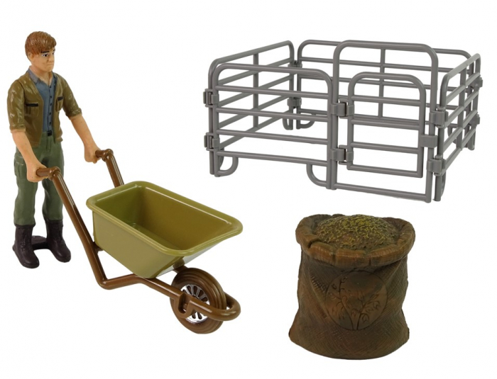 Set Mare cu Figurine Animale de Fermă – 11 Piese cu Fermier, Roabă și Curte [3]