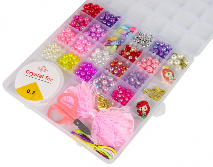 Set pentru confecționat bijuterii cu mărgele – Cutie de carton roz [2]