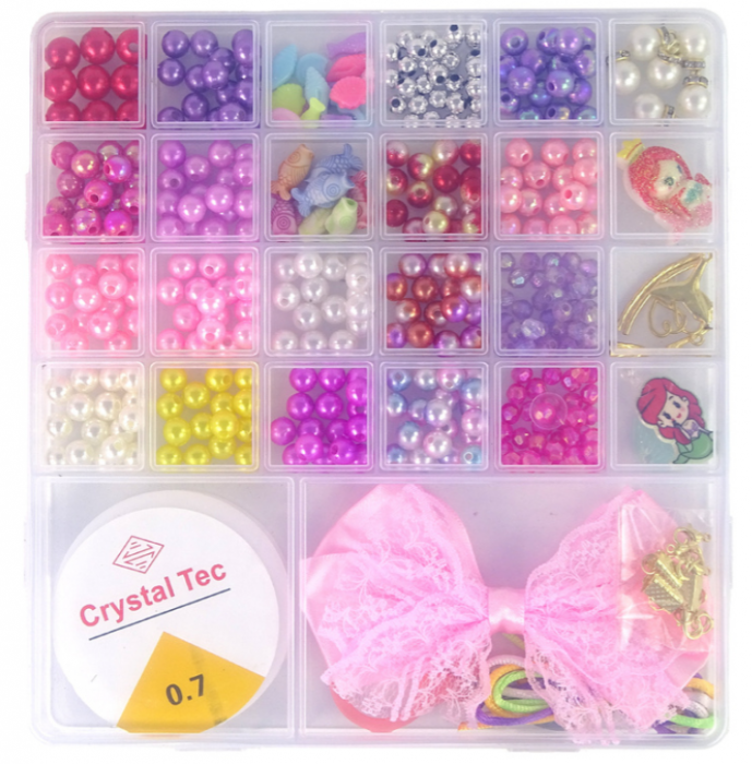 Set pentru confecționat bijuterii cu mărgele – Cutie de carton roz [3]