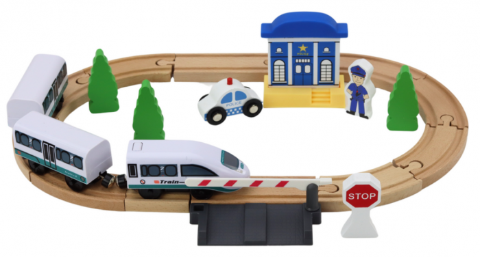 Set Piste Tren din Lemn cu Accesorii – Poliție, Pod, 3,2 m [2]