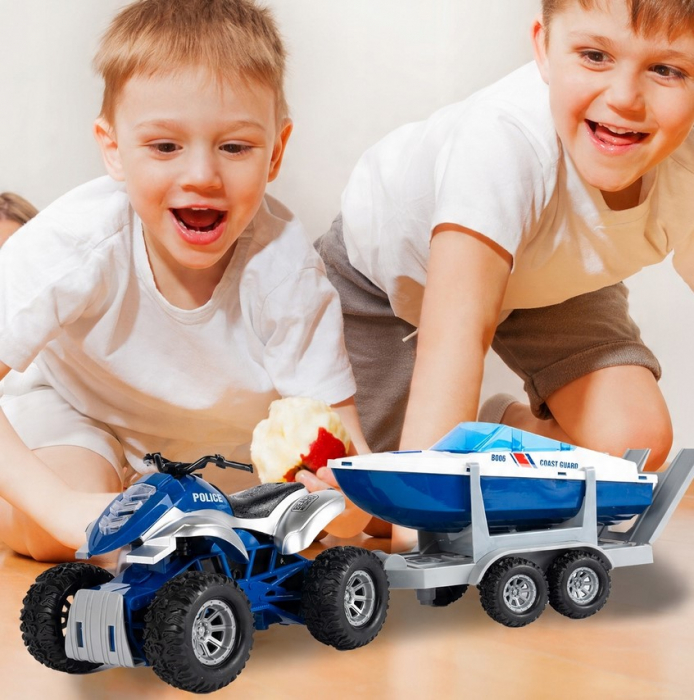 Set Poliție – Quad și Barcă cu Motor 1:16 [4]