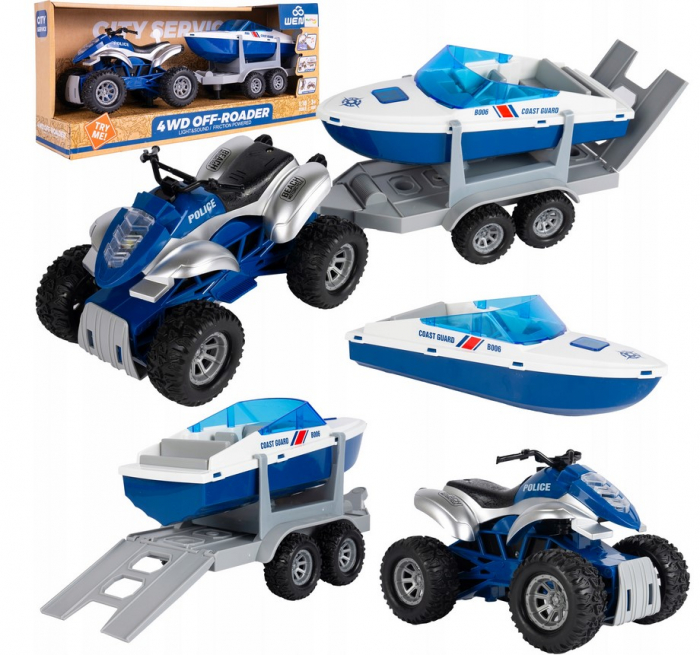 Set Poliție – Quad și Barcă cu Motor 1:16 [2]