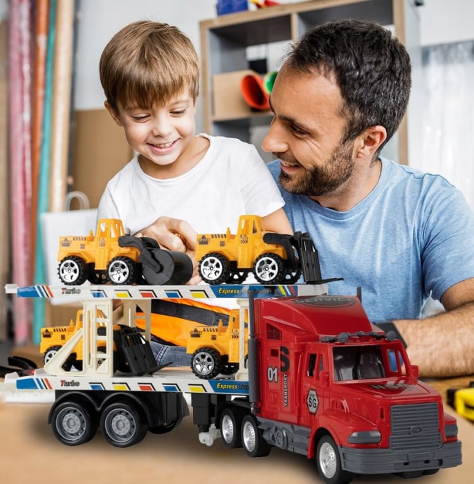 Set RC – Camion de Tractare cu 4 Vehicule de Construcție [4]