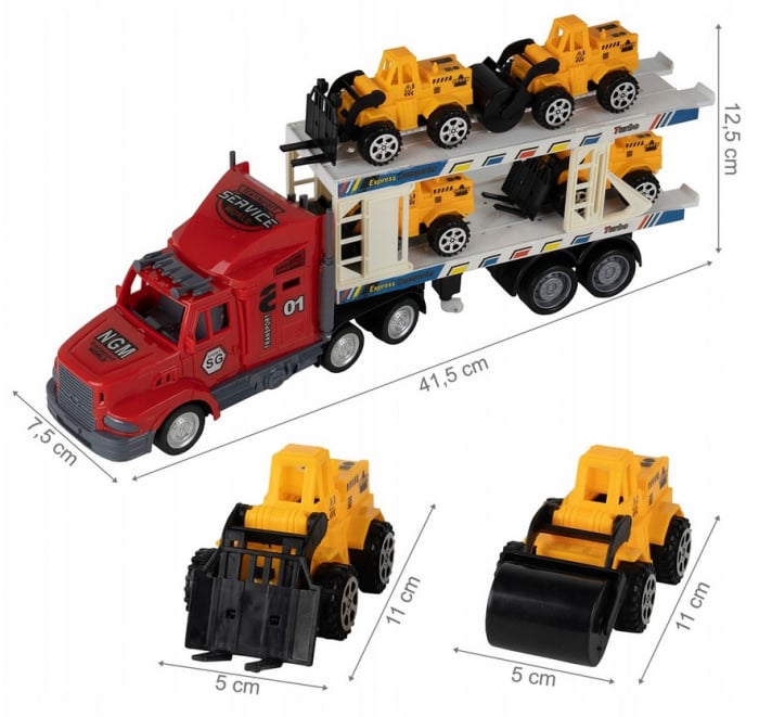 Set RC – Camion de Tractare cu 4 Vehicule de Construcție [3]