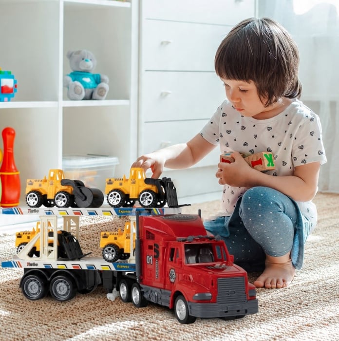 Set RC – Camion de Tractare cu 4 Vehicule de Construcție [5]