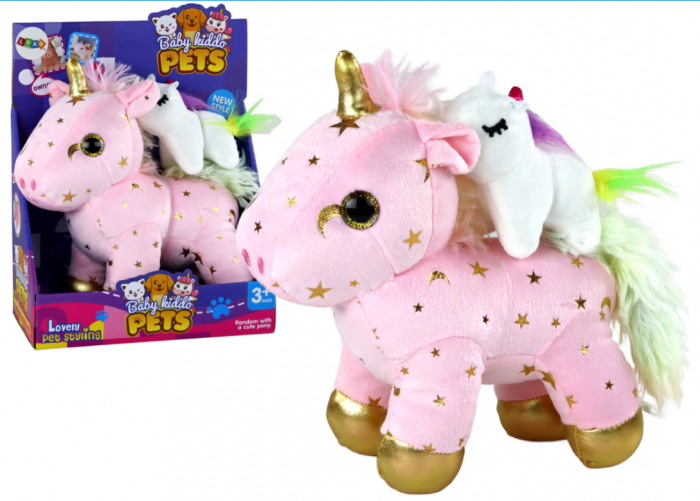 Set unicorn de pluș pentru dormit – animal de companie cu cântec de leagăn, roz, cu stele [1]