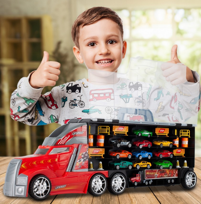 TIR Transportator Mare cu Lansator și 10 Mașinuțe – Set Complet cu Accesorii [4]