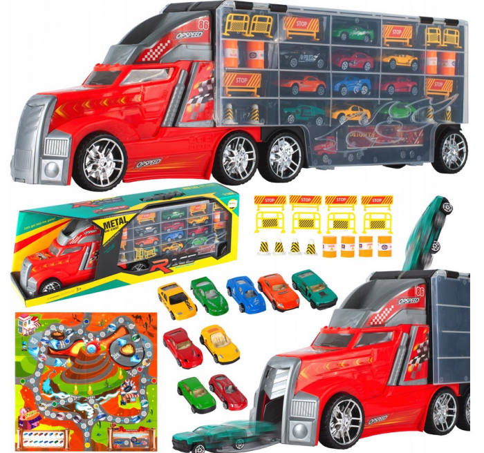 TIR Transportator Mare cu Lansator și 10 Mașinuțe – Set Complet cu Accesorii [2]