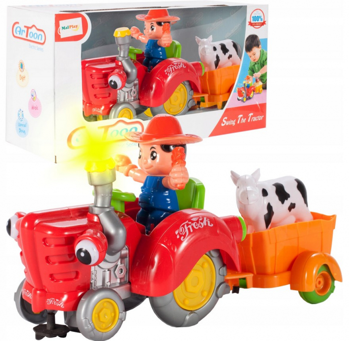 Tractor agricol cu remorca si vacuta [1]