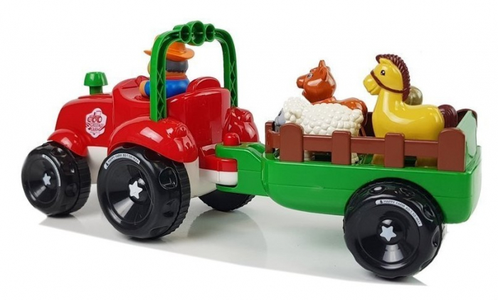Tractor cu Remorcă, Animale pentru Bebeluși, pe Baterii, cu Lumini și Sunete [3]
