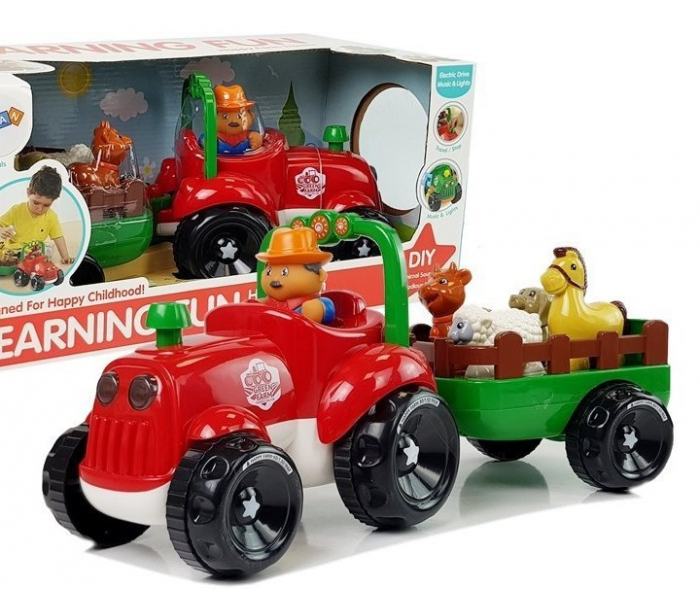 Tractor cu Remorcă, Animale pentru Bebeluși, pe Baterii, cu Lumini și Sunete [1]