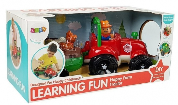 Tractor cu Remorcă, Animale pentru Bebeluși, pe Baterii, cu Lumini și Sunete [4]