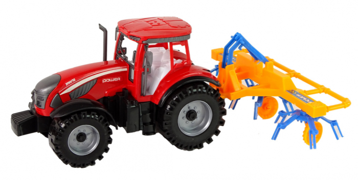 Tractor Roșu cu Grapă – Mecanism de Deplasare prin Fricțiune [2]