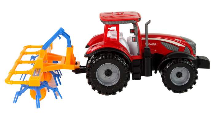 Tractor Roșu cu Grapă – Mecanism de Deplasare prin Fricțiune [5]