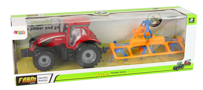 Tractor Roșu cu Grapă – Mecanism de Deplasare prin Fricțiune [7]