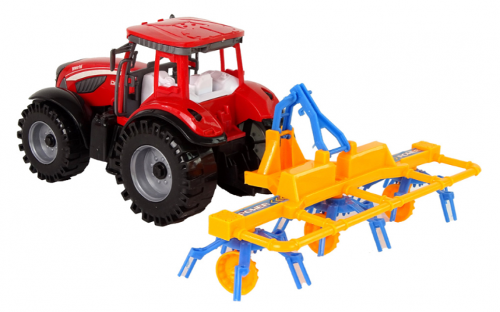 Tractor Roșu cu Grapă – Mecanism de Deplasare prin Fricțiune [3]