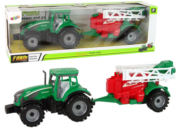 Tractor Verde de Fermă cu Pulverizator Roșu și Verde – Mecanism cu Fricțiune [1]