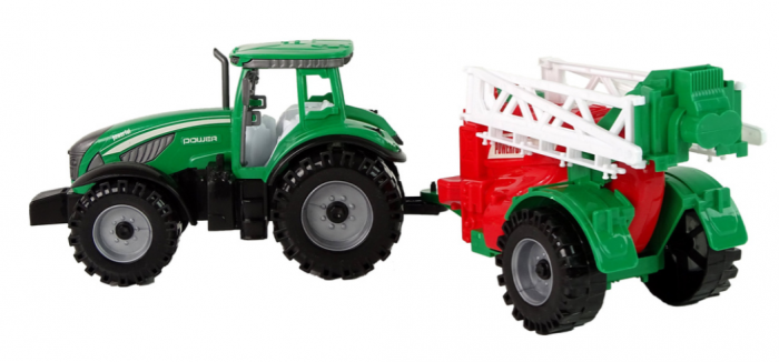 Tractor Verde de Fermă cu Pulverizator Roșu și Verde – Mecanism cu Fricțiune [3]