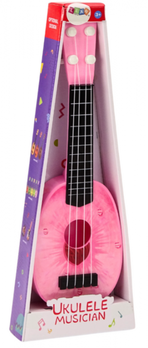 Ukulele pentru copii, mini chitară cu 4 corzi, tematică piersică, roz, 15” [3]