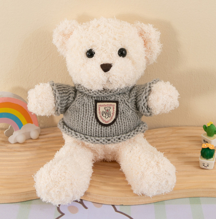 Ursuleț de pluș cu pulover gri – alb, 26 cm [3]