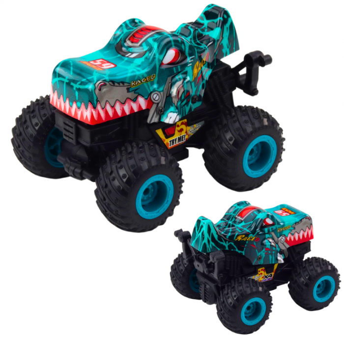 Vehicul Offroad Dinosaur cu propulsie, lumini și sunete, verde-turcoaz. [3]