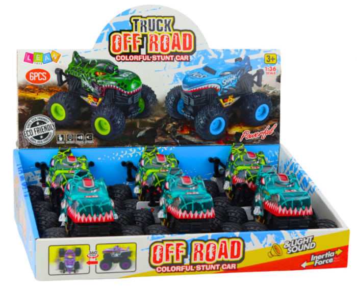 Vehicul Offroad Dinosaur cu propulsie, lumini și sunete, verde-turcoaz. [4]