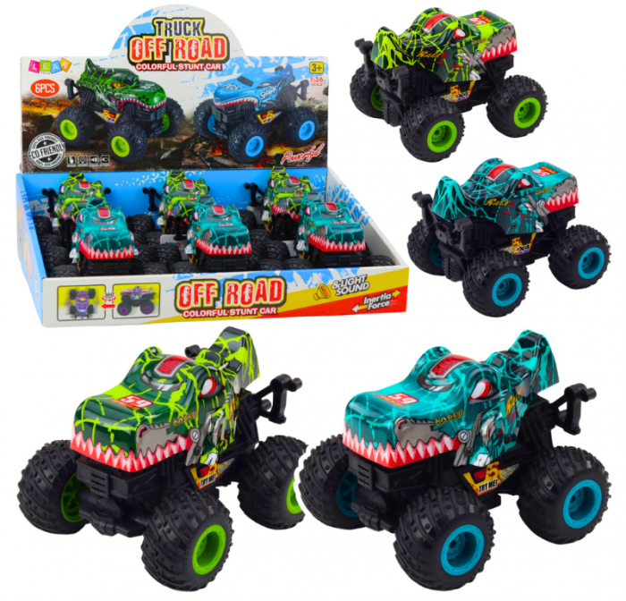 Vehicul Offroad Dinosaur cu propulsie, lumini și sunete, verde-turcoaz. [1]