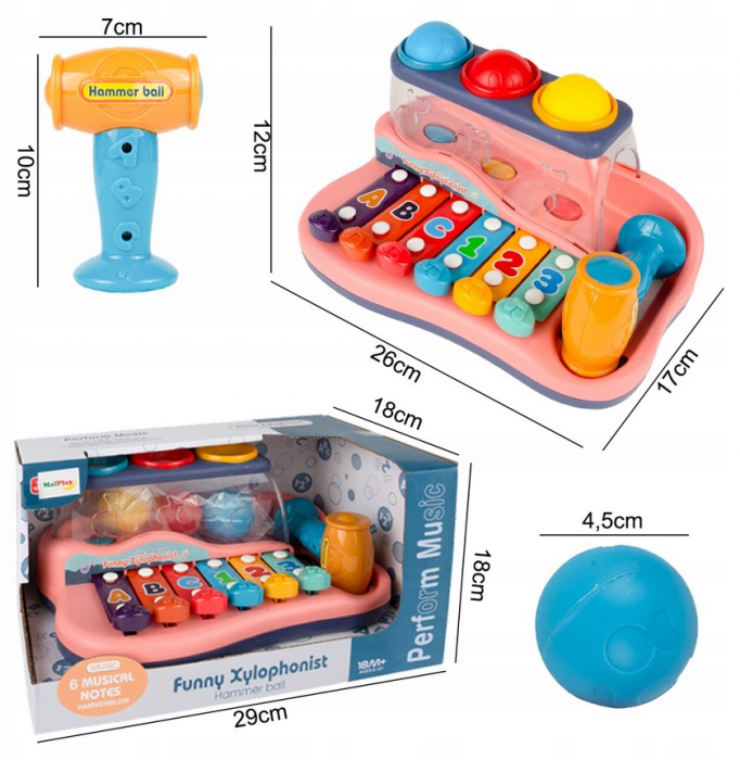 Xilofon pian educativ – Jucărie muzicală cu ciocănel și bile [2]