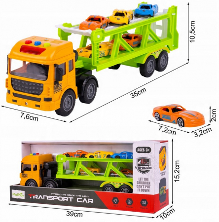 TIR cu Platformă – Transportor de Mașinuțe – Set cu 6 Vehicule [2]