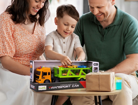 TIR cu Platformă – Transportor de Mașinuțe – Set cu 6 Vehicule [5]