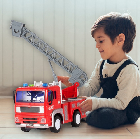 Autospecială de Pompieri cu Scară – Lumini, Sunete și Baterii Incluse [3]