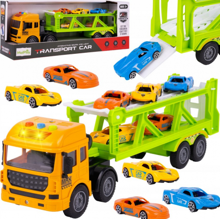 TIR cu Platformă – Transportor de Mașinuțe – Set cu 6 Vehicule [1]