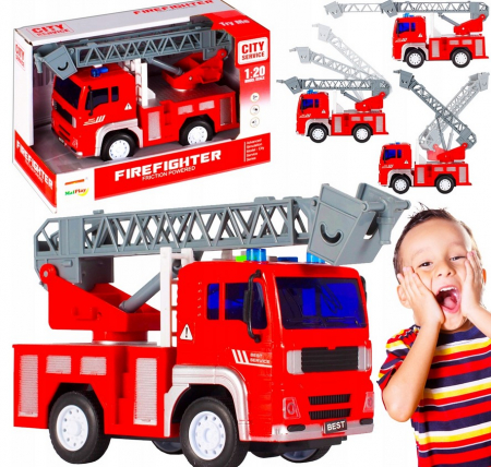 Masini si motociclete - Autospecială de Pompieri cu Scară – Lumini, Sunete și Baterii Incluse