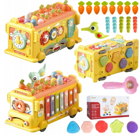 Articole bebelusi si copii mici - Cub Educativ cu Țambal și Ciocănel – Jucărie Multifuncțională pentru Copii