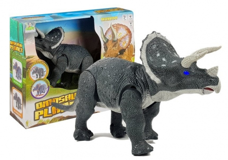 Figurine - Dinozaur Mare Triceratops Gri – Cu Baterii