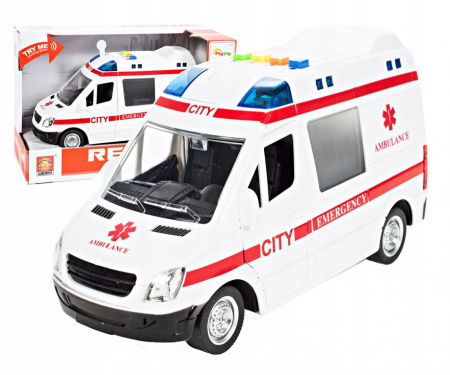 Masini si motociclete - Ambulanță cu sunet și lumină – Scară 1:16