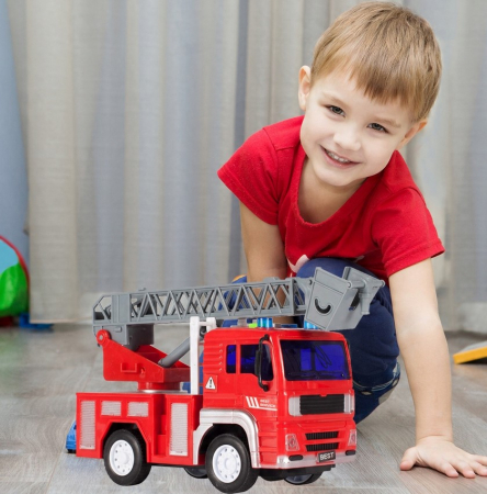 Autospecială de Pompieri cu Scară – Lumini, Sunete și Baterii Incluse [6]
