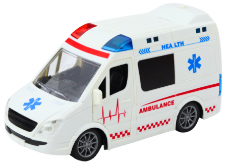 Ambulanță cu telecomandată RC cu lumini și sunete 1:20, albă [1]